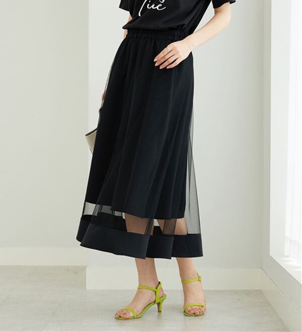 BELLUNA（ベルーナ）の「裾シアーデザインチュールスカート（ロングスカート）」｜詳細画像