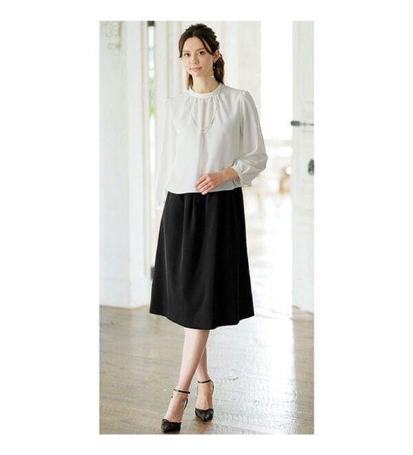 BELLUNA（ベルーナ）の「快適！ストレッチ素材ワンピースアンサンブル（ワンピースセットスーツ）」｜詳細画像