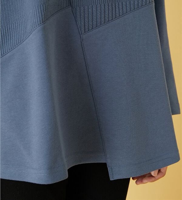 BELLUNA（ベルーナ）の「ボーダージャカード素材切替デザインチュニック（チュニック）」｜詳細画像