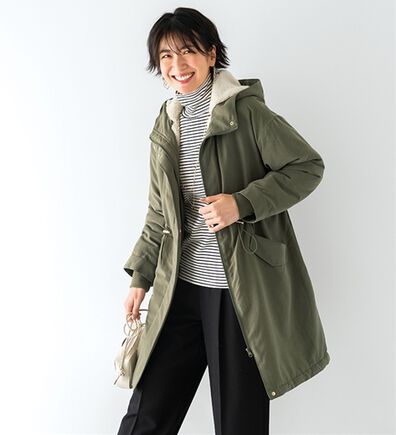 BELLUNA（ベルーナ）の「フード付裏ボア　ロング丈モッズコート（ロングコート）」