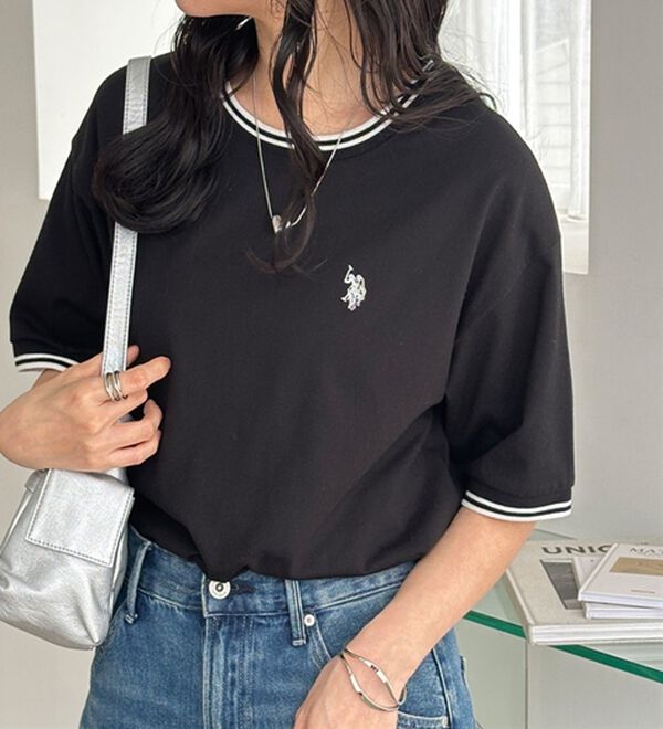 GeeRA（ジーラ）の「【ＵＳ．ＰＯＬＯ．ＡＳＳＮ】ライン配色Ｔシャツ（Tシャツ）」｜詳細画像