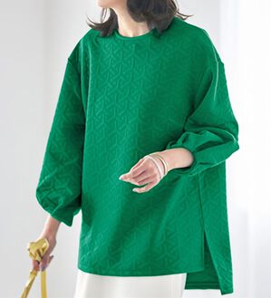 VINNO（ヴィノ）の「ボリューム袖ジャカードプルオーバー（カットソー）」｜詳細画像