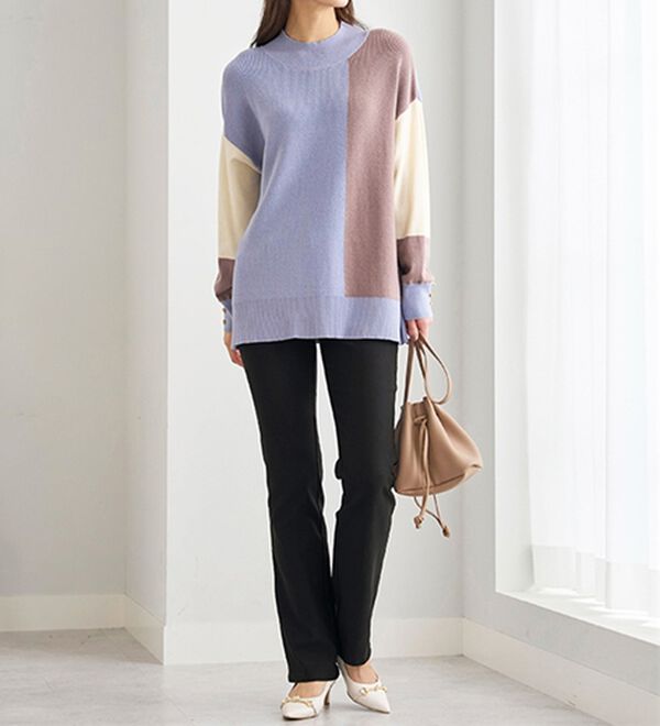 BELLUNA（ベルーナ）の「【選べる裏起毛】静電気防止！ブーツカットヘリンボーンパンツ（フルレングスパンツ）」｜詳細画像