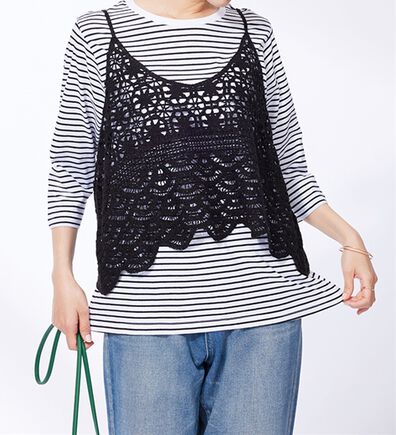 BELLUNA（ベルーナ）の「かぎ針風ビスチェアンサンブル（アンサンブル）」