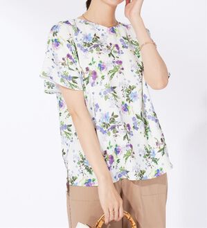 BELLUNA（ベルーナ）の「〈日比谷花壇〉袖フリルデザインブラウス（ブラウス）」｜オフ白系