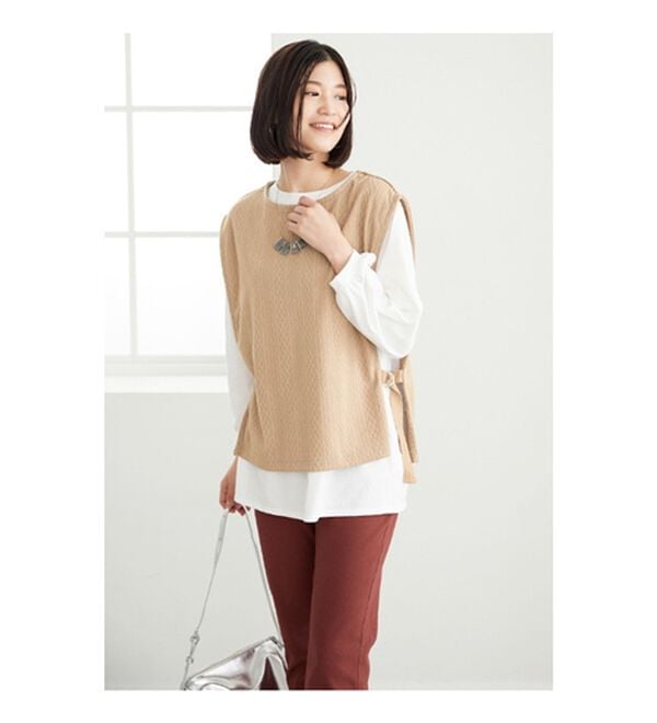 BELLUNA（ベルーナ）の「カットソージャカード素材ベストアンサンブル（アンサンブル）」｜詳細画像