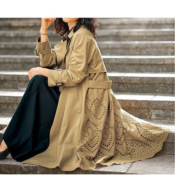 BELLUNA（ベルーナ）の「バックレースデザイン華やぎトレンチコート（ロングコート）」｜詳細画像