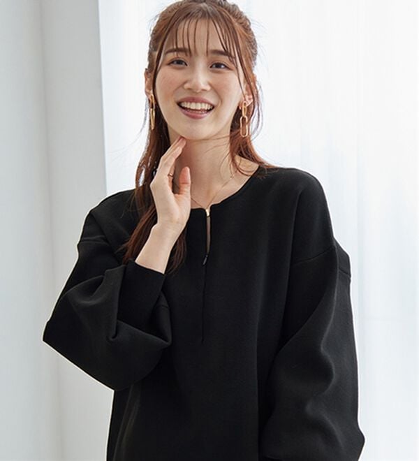 GeeRA（ジーラ）の「ハーフジップニットプルオーバー（ニット・セーター）」｜ブラック