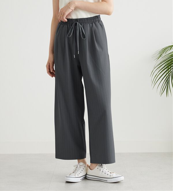 BELLUNA（ベルーナ）の「【嬉しい機能付き！】とろみ素材ドロスト使いワイドパンツ（ワイドパンツ・ガウチョ）」｜詳細画像