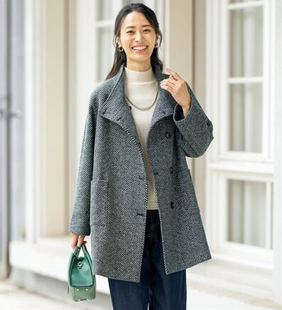 ルフラン（ルフラン）の「ウール調ヘリンボーン柄コート（ロングコート）」