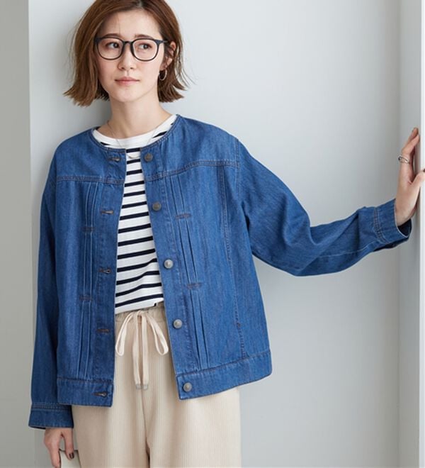 BELLUNA（ベルーナ）の「やわらかデニム素材ノーカラージャケット（その他ジャケット）」｜詳細画像