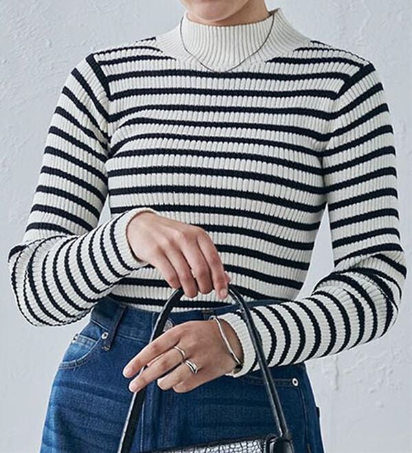 RANAN（ラナン）の「もちもちリブパイピングハイネックニット（ニット・セーター）」｜詳細画像