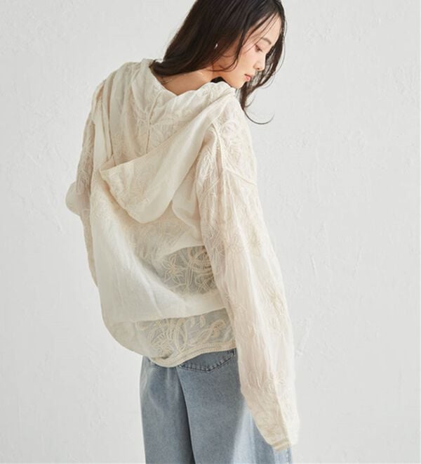 RANAN（ラナン）の「コード刺繍フードシャツ（シャツ）」｜アイボリー