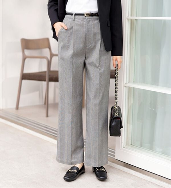 GeeRA（ジーラ）の「洗える！ストレッチカセットスーツ（その他ワンピース）」｜ワイドPT/グレーチェック