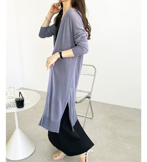 GeeRA（ジーラ）の「【3つの機能付】ロングニットカーディガン（ミディ丈）（ニットカーディガン）」｜詳細画像