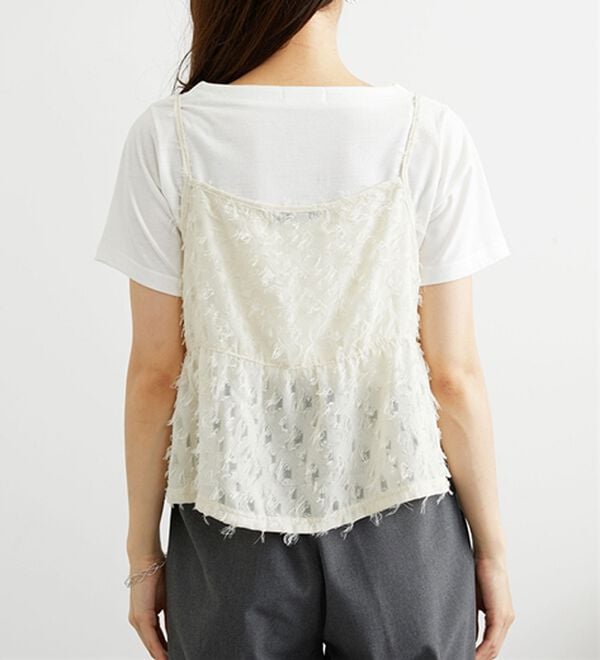 BELLUNA（ベルーナ）の「シフォン素材フェザービスチェ（タンクトップ・キャミソール）」｜詳細画像