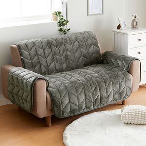 iellio（イエリオ）の「あったかふわふわボリュームソファカバー＜吸湿発熱・フランネル素材＞（ソファーカバー）」｜チャコールグレー