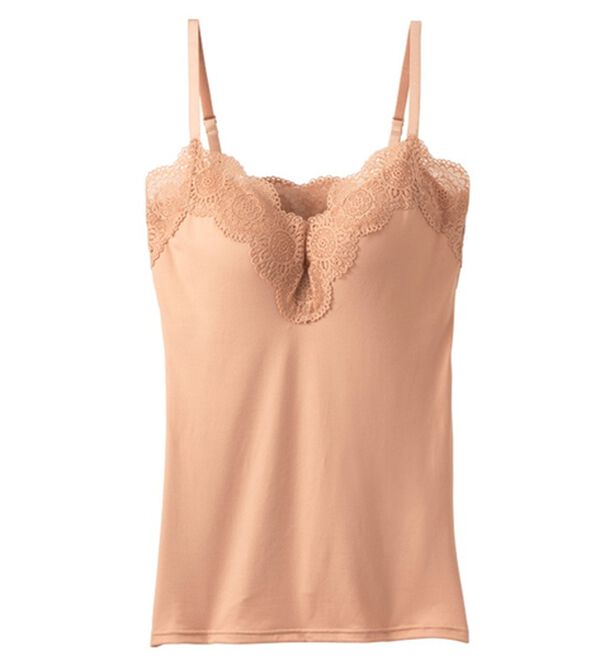 YU'NOW（ユナウ）の「ピーチ起毛ブラキャミ（ブラトップ・カップ付きインナー）」｜モカ