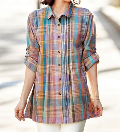 BELLUNA（ベルーナ）の「インド綿先染めマルチチェック柄シャツ（シャツ）」