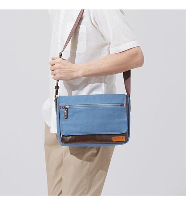 「＜ゴールデンベア＞横型帆布ショルダー（メンズショルダーバッグ）」｜詳細画像