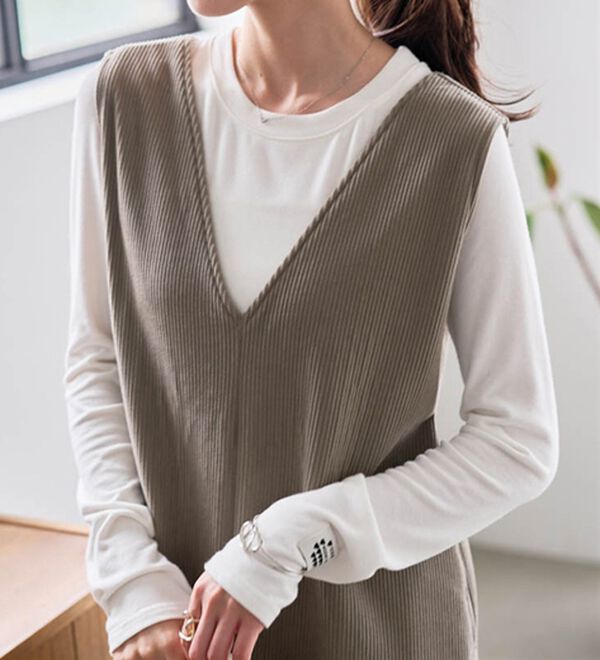 RANAN（ラナン）の「あったか裏ベロアニットコールジャンパースカート（ジャンパースカート）」｜詳細画像