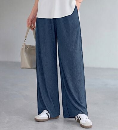 Viola e Viola（ヴィオラ エ ヴィオラ）の「【５つの機能付】丈切れる！楽ちんジャカードパンツ（ワイドパンツ・ガウチョ）」