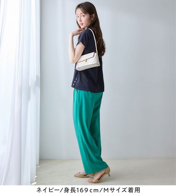 alotta（アロッタ）の「ひんやり裾パールデザインＴシャツ（カットソー）」｜詳細画像