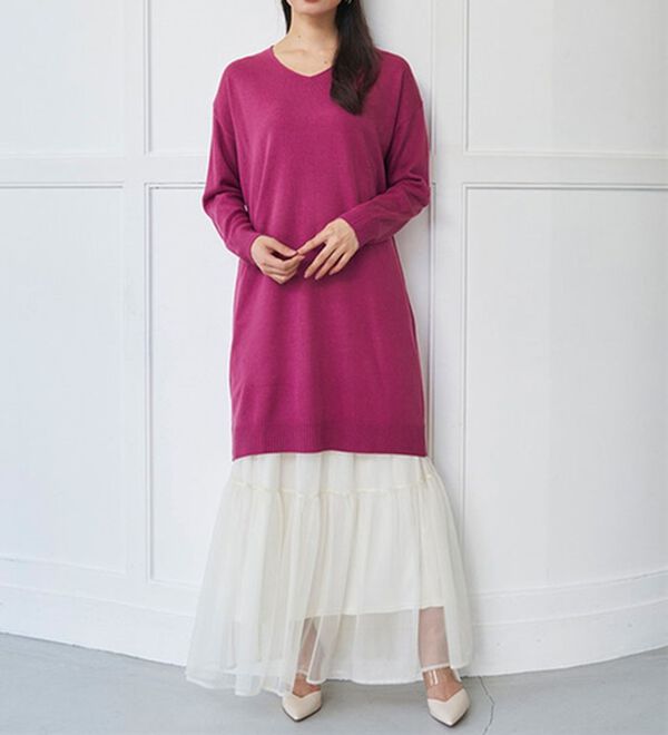 RANAN（ラナン）の「カシミヤタッチニットチュニックワンピース（チュニック）」｜詳細画像