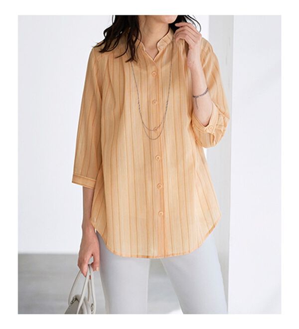 BELLUNA（ベルーナ）の「ストライプ柄スキッパーブラウス（ブラウス）」｜詳細画像