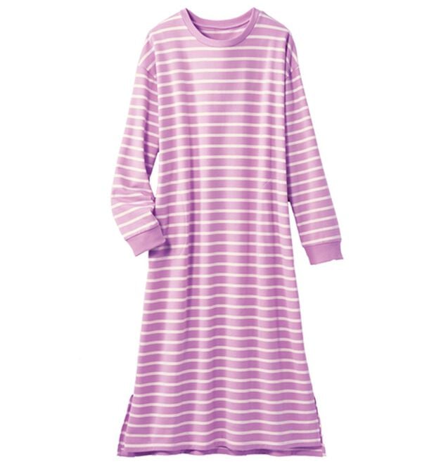 LAVIENNE（ラヴィエンヌ）の「綿混裏シャギーボーダーワンピース（パジャマ・ルームウェア）」｜詳細画像