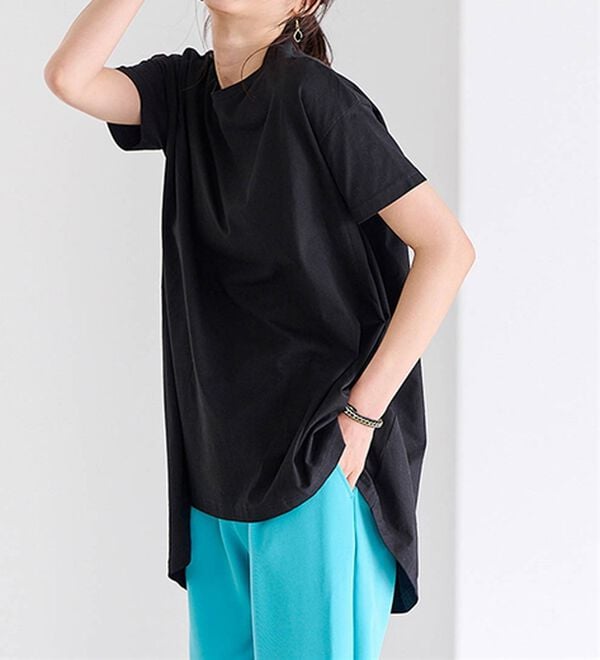 RANAN（ラナン）の「＜ＢＣ＞綿１００％ひんやりフレアーシルエットチュニック（カットソー）」｜詳細画像