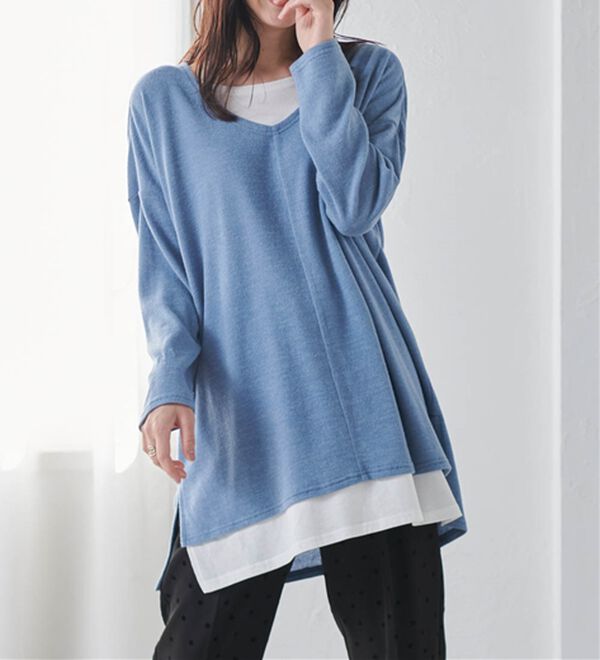 RANAN（ラナン）の「レイヤード風ニットソーチュニック（チュニック）」｜詳細画像