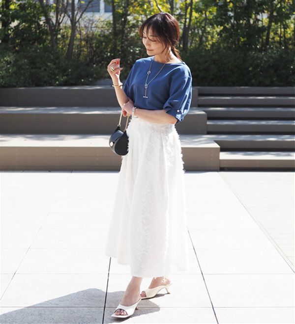 BELLUNA（ベルーナ）の「【接触冷感】涼感素材袖パールデザインプルオーバー（カットソー）」｜詳細画像