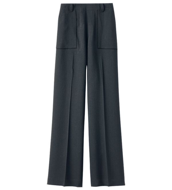 BELLUNA（ベルーナ）の「ひんやりリネンライク素材ベイカーワイドパンツ（ワイドパンツ・ガウチョ）」｜黒