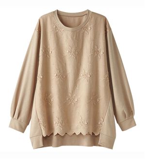 BELLUNA（ベルーナ）の「モチーフレース使い袖タックデザインプルオーバー（カットソー）」｜トープ