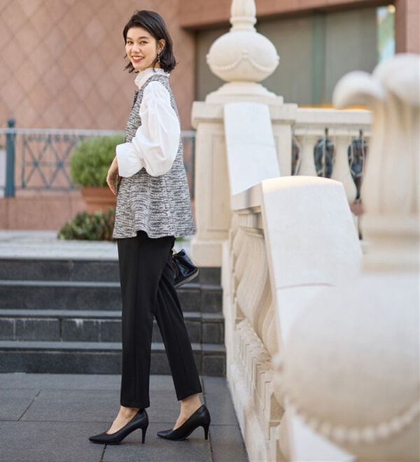 GeeRA（ジーラ）の「【２点セット】ニットツイードジレベストセットアップスーツ（パンツスーツ）」｜詳細画像