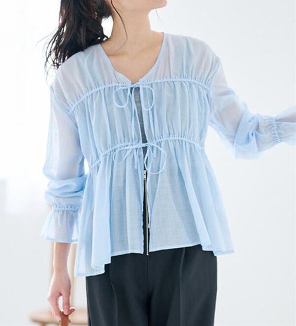 RANAN（ラナン）の「リボンドロストブラウス（ブラウス）」｜詳細画像