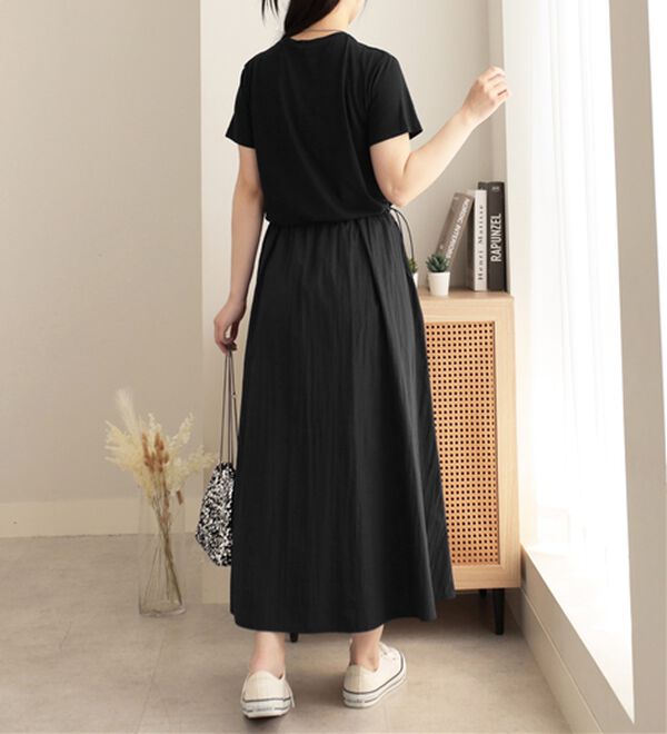 Viola e Viola（ヴィオラ エ ヴィオラ）の「【Ｍ～５Ｌ】ゆったり異素材ドッキングワンピース（ドッキングワンピース）」｜詳細画像