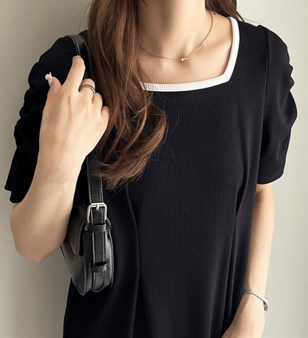 GeeRA（ジーラ）の「バックオープン配色リブワンピース（その他ワンピース）」｜詳細画像