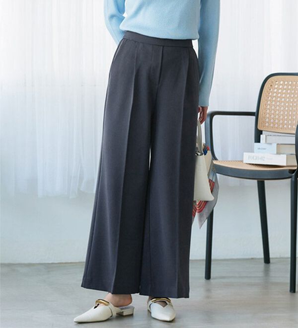 Pierrot（ピエロ）の「【選べる丈】楽ちんきれい高見えワイドパンツ（ワイドパンツ・ガウチョ）」｜詳細画像