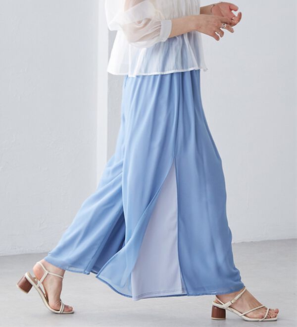 RANAN（ラナン）の「ひんやり！サイドスリットシフォンパンツ（フルレングスパンツ）」｜詳細画像