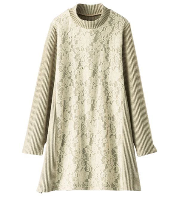 BELLUNA（ベルーナ）の「起毛レース使い切替チュニック（チュニック）」｜詳細画像