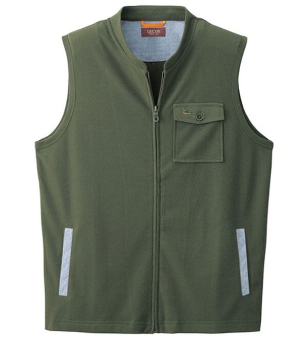 「＜デコイ＞サッと羽織れるスタイリッシュベスト（メンズベスト）」｜カーキ