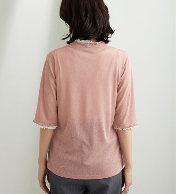 BELLUNA（ベルーナ）の「シアー素材重ね着風フリル衿プルオーバー（カットソー）」｜詳細画像