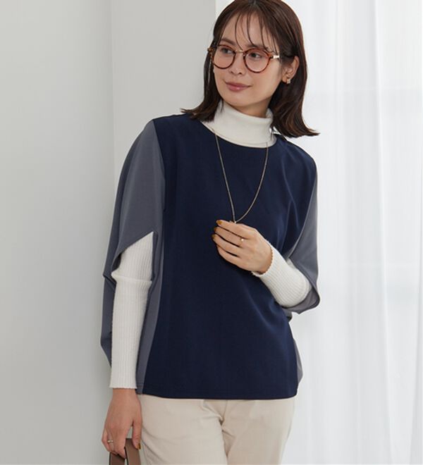 BELLUNA（ベルーナ）の「体型カバー！ポンチョプルオーバー（カットソー）」｜詳細画像