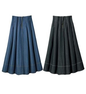 ルフラン（ルフラン）の「【２色組】柔らかデニムデザインスカート（ロングスカート）」｜2色組