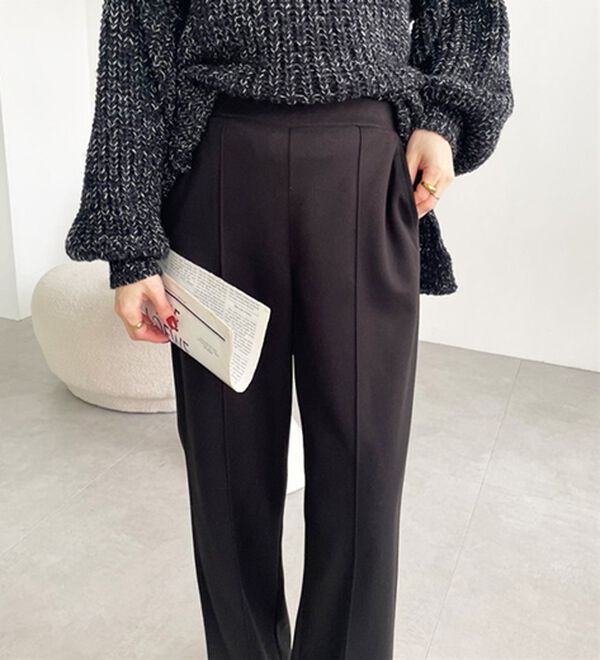 GeeRA（ジーラ）の「ウールライクピンタックストレートパンツ（ワイドパンツ・ガウチョ）」｜詳細画像