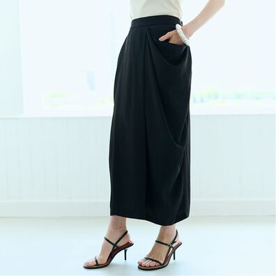 RANAN（ラナン）の「麻調素材ポケットデザインスカート（ロングスカート）」