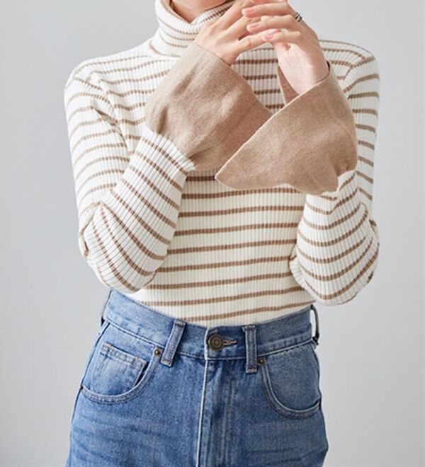 RANAN（ラナン）の「＜ムースタッチ＞洗える！バイカラータートルリブニット（ニット・セーター）」｜詳細画像