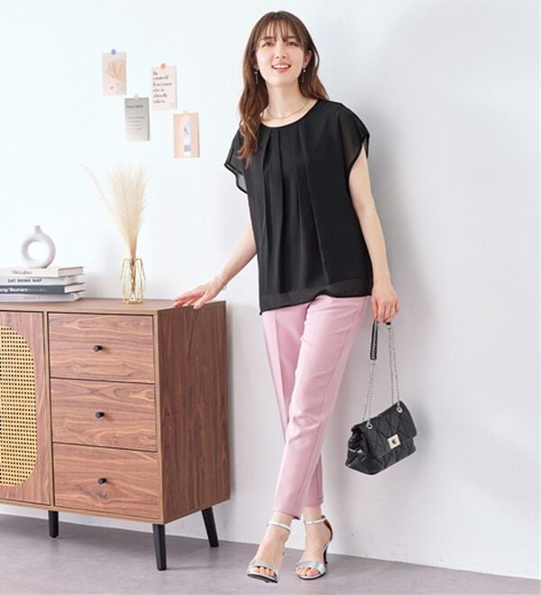 alotta（アロッタ）の「【接触冷感】機能付インナーシフォンブラウス（ブラウス）」｜詳細画像